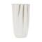 White Ceramic Abstract Ribbed Dimensional Folded Vase with Compact Wavy Rim